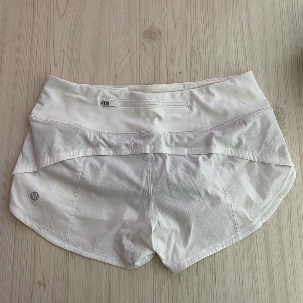White lululemon speed up shorts